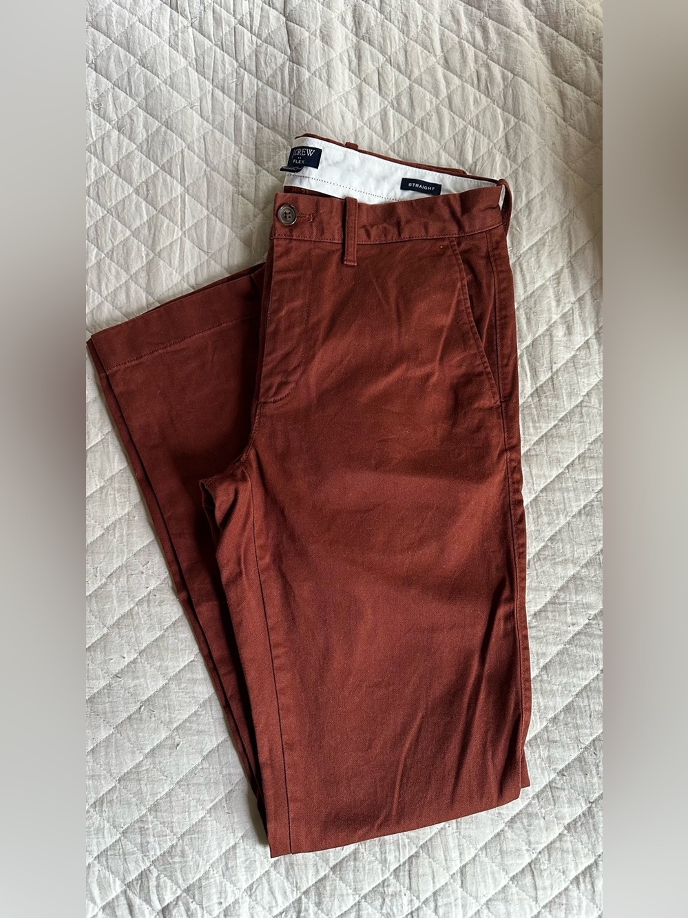J. Crew Factory Men's Strech Chino Pants - Rust Brown